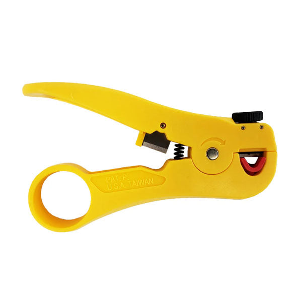 The INF Adjustable Cable Jacket Strip Tool efficiently strips CAT3, CAT5e, CAT6, CAT6A, and CAT7 networking and data cables for wiring tasks.