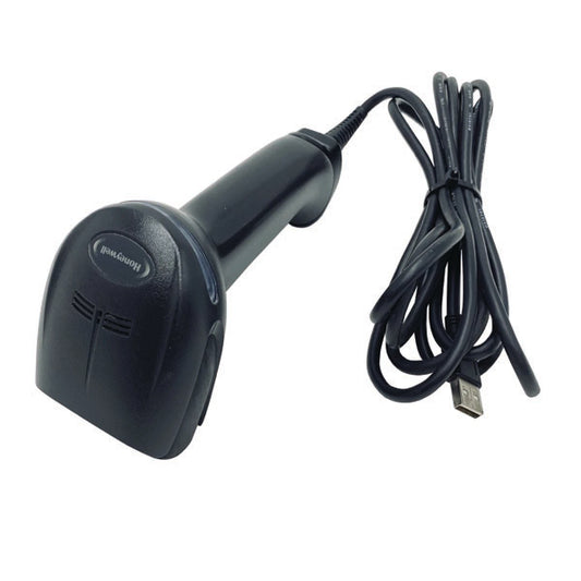 A PCPOS Systems Honeywell Xenon 1950 1D/2D Scanner, Black, RS232 (1950GSR-2-R) is displayed on a white background.