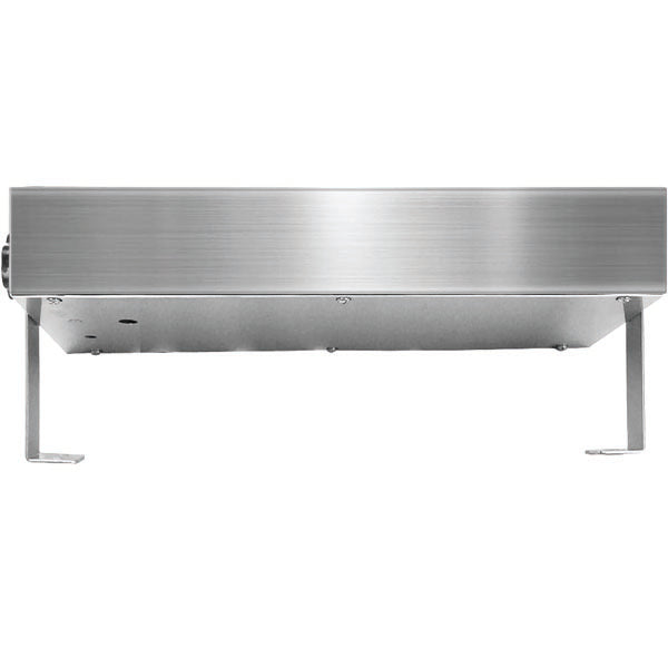 A stainless steel under-cabinet range hood is pictured, making it perfect to pair with the PCPOS Systems 8 Channel Commercial Kitchen Timer— a digital LED chef timer with reminder function and loud alarm for any modern cooking space.