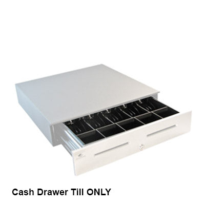 The Bluestore 99 APG PK-15TA-03-BX Cash Drawer Till features 5 bill and 5 coin compartments. Its slightly open, efficiently organizing cash for POS systems, labeled Cash Drawer Till ONLY at the bottom left corner.