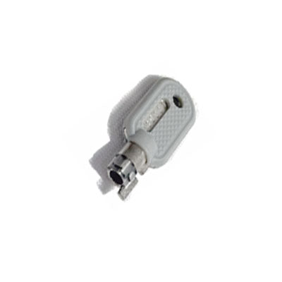 A MainTech99 silver tubular key with a textured gray handle for the MCD Kensington ClickSafe® 2.0 Lock, compatible with the Verifone P400 Mounting Bracket—2 keys per package, shown on a white background.