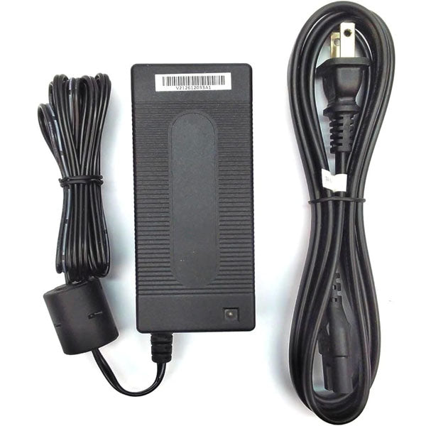 A NEW Repackaged Ingenico PSM32W-080L6 Power Supply (8V 4A, 2.1mm DC jack) for debit terminals, with a rectangular black adapter, attached cable, and separate power cord, shown against a white background.