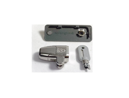 The MainTech99 Verifone P400 ClickSafe 2.0 Lock Head with 1 key offers reliable theft protection for your debit terminal, shown with a matching key and a Kensington-branded gray holder case on a white background.