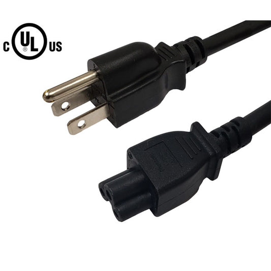 The INF NCR PART # 1449-C115-0037 is an Ithaca 8000 straight blade, 12-foot black power cord with a three-prong plug and three-slot connector, UL certified, shown on a white background.