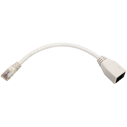 The INF Tracer Wizard Toner Adapter is a short white Ethernet extension cable with RJ45 male and female connectors, perfect for networking or use with a network cable locator to easily identify connections.