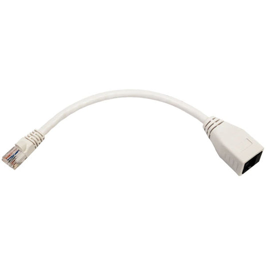 The INF Tracer Wizard Toner Adapter is a short white Ethernet extension cable with RJ45 male and female connectors, perfect for networking or use with a network cable locator to easily identify connections.
