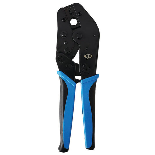 The INF TLH-335 Professional Ratcheting Crimp Tool features an ergonomic handle and heavy-duty steel build, ideal for efficiently attaching connectors to RG8, RG11, RG174, RG316 & LMR-400 cables (.100/.128/.429).