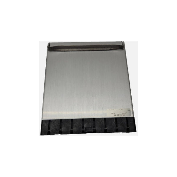 The CPI Telequip T-Flex Canadian Coin Cannister is a rectangular metal object with a brushed steel finish, a raised horizontal handle on top, and black slots along the bottom edge.