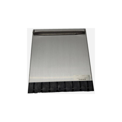 The CPI Telequip T-Flex Canadian Coin Cannister is a rectangular metal object with a brushed steel finish, a raised horizontal handle on top, and black slots along the bottom edge.