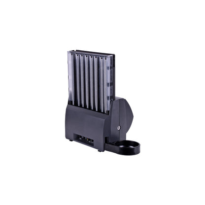 The CPI T-Flex Canadian Coin Dispenser is a black device with a vertical, transparent coin storage compartment and a round dispensing tray at the front, designed for convenient coin handling.
