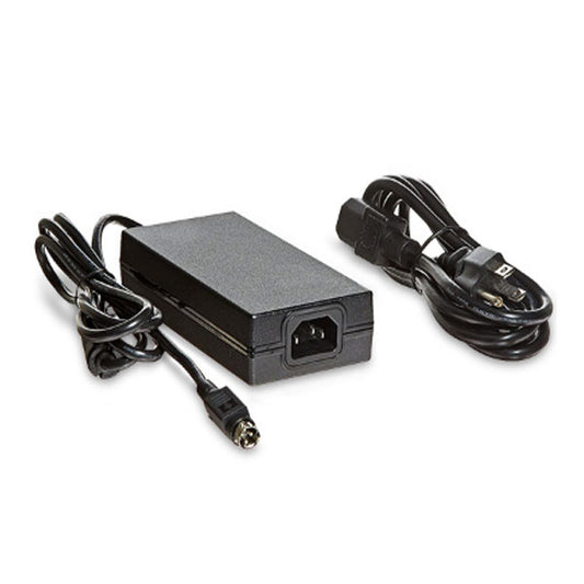 The PCPOS Systems Epson PS-180 is a black, rectangular 24V 2A (50W) printer power supply with a connected cable and separate power cord—perfect for Epson printers—shown on a white background.